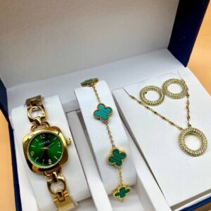 Elegant Women’s Watch & Jewelry Set – Premium Everyday Style green