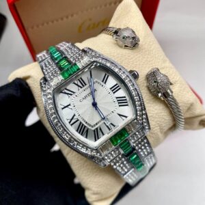 Elegant Men’s Watch & Bracelet Set – Cartier Style