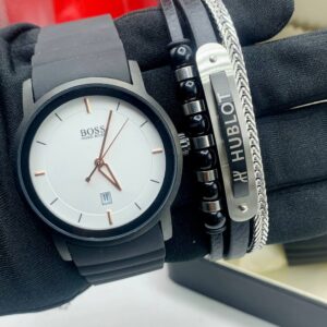 Affordable Boss Watch Set (White & Black Dial Options)